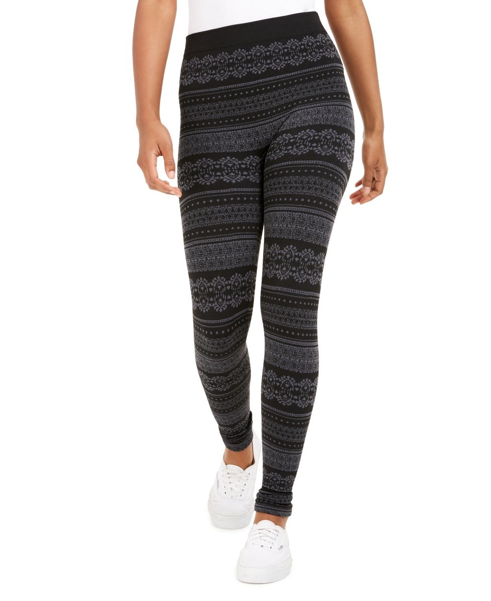 Leggings Hippie Rose Junior com forro de lã, tamanho extragrande, carvão