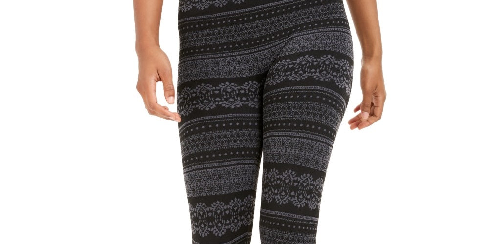 Leggings Hippie Rose Junior com forro de lã, tamanho extragrande, carvão