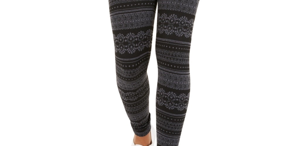 Leggings Hippie Rose Junior com forro de lã, tamanho extragrande, carvão