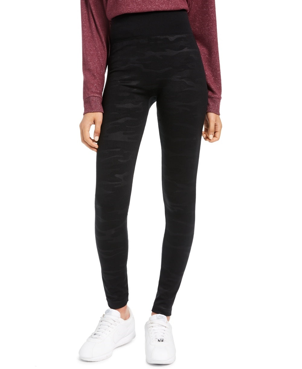 Legging Hippie Rose Junior de cintura alta com forro de lã, preta, tamanho grande