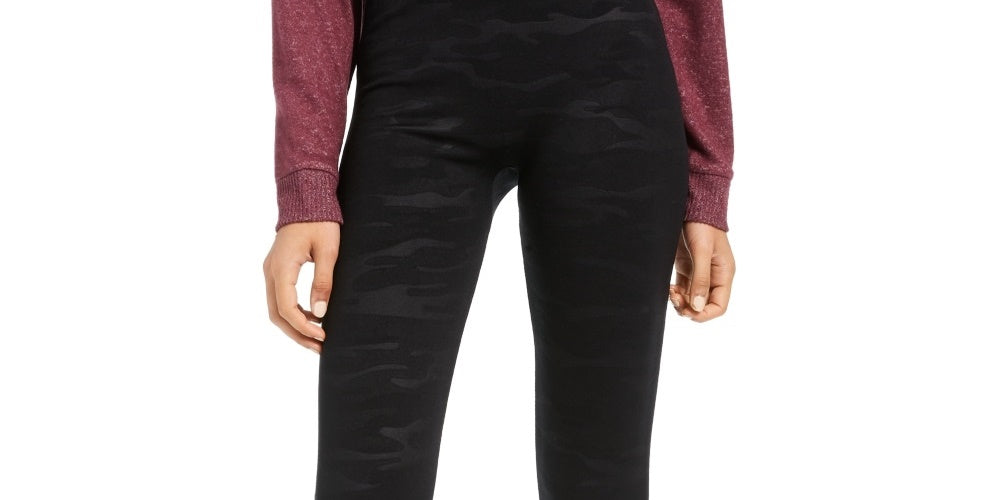 Legging Hippie Rose Junior de cintura alta com forro de lã, preta, tamanho grande