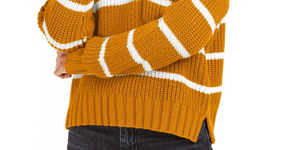 Suéter listrado Hippie Rose Junior's dourado tamanho grande