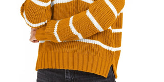 Suéter listrado Hippie Rose Junior's dourado tamanho grande