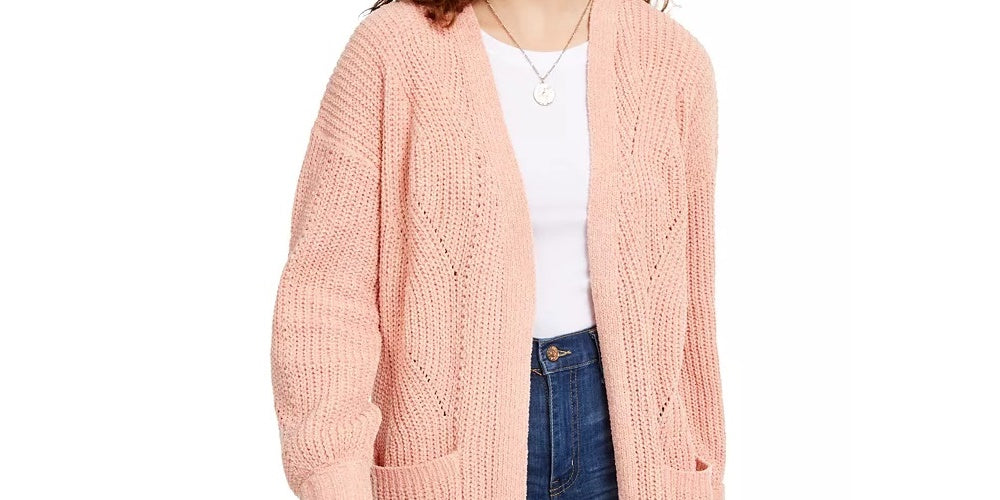 Cardigan Hippie Rose Juniors Chenille Laranja Tamanho Grande