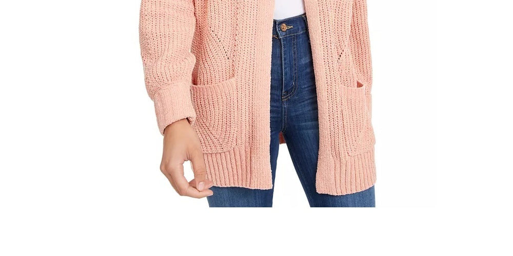 Cardigan Hippie Rose Juniors Chenille Laranja Tamanho Grande