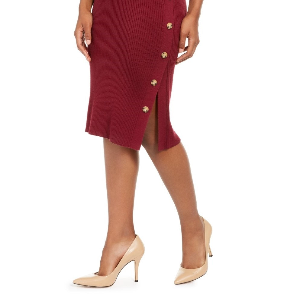 Saia suéter com botões Hippie Rose Juniors vermelha tamanho grande