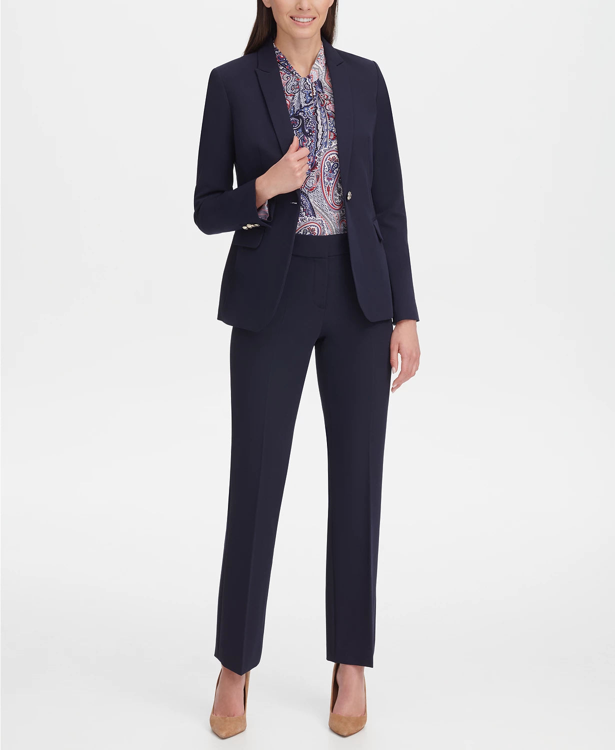 Tommy Hilfiger Blazer Feminino Azul com Um Botão Tamanho 10