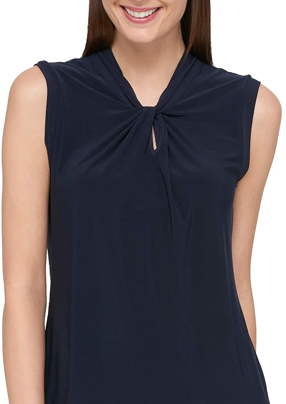 Tommy Hilfiger Blusa Feminina Gola Alta Azul Tamanho Médio