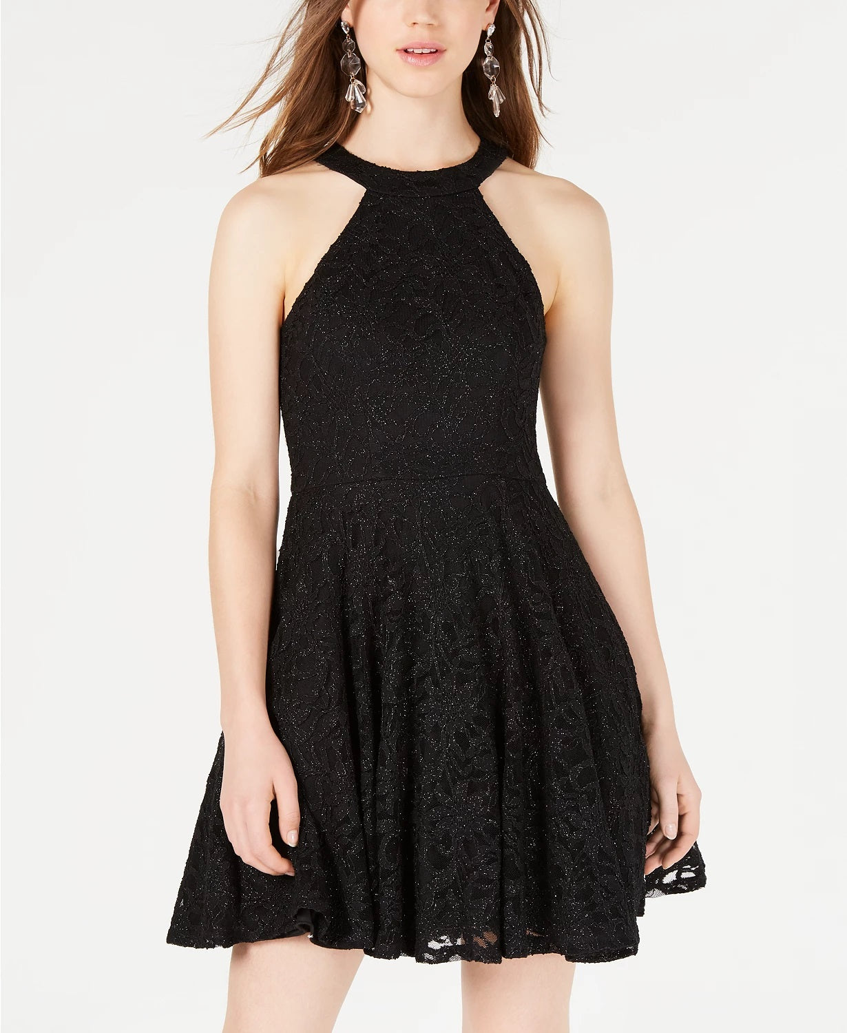 Vestido de festa curto sem mangas estilo halter B Darlin Junior, preto, tamanho 5/6