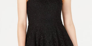 B Darlin Junior's Sleeveless Halter Short Fit  Flare Party Dress Black Size 5/6