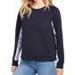 Tommy Hilfiger Moletom Feminino com Acabamento em Tecido Azul Marinho Tamanho Médio