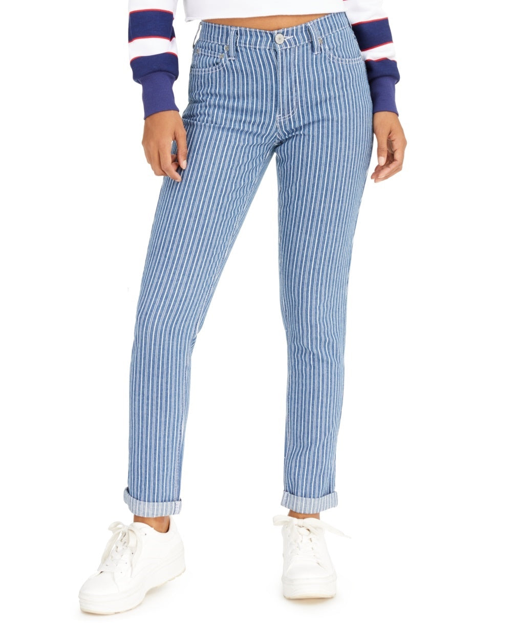 Calça jeans skinny listrada Dickies Junior's com punho, tamanho 1, azul