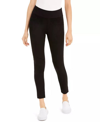 Rewash Junior's Faux Suede Front Ponte Knit Leggings Black Size X-Small