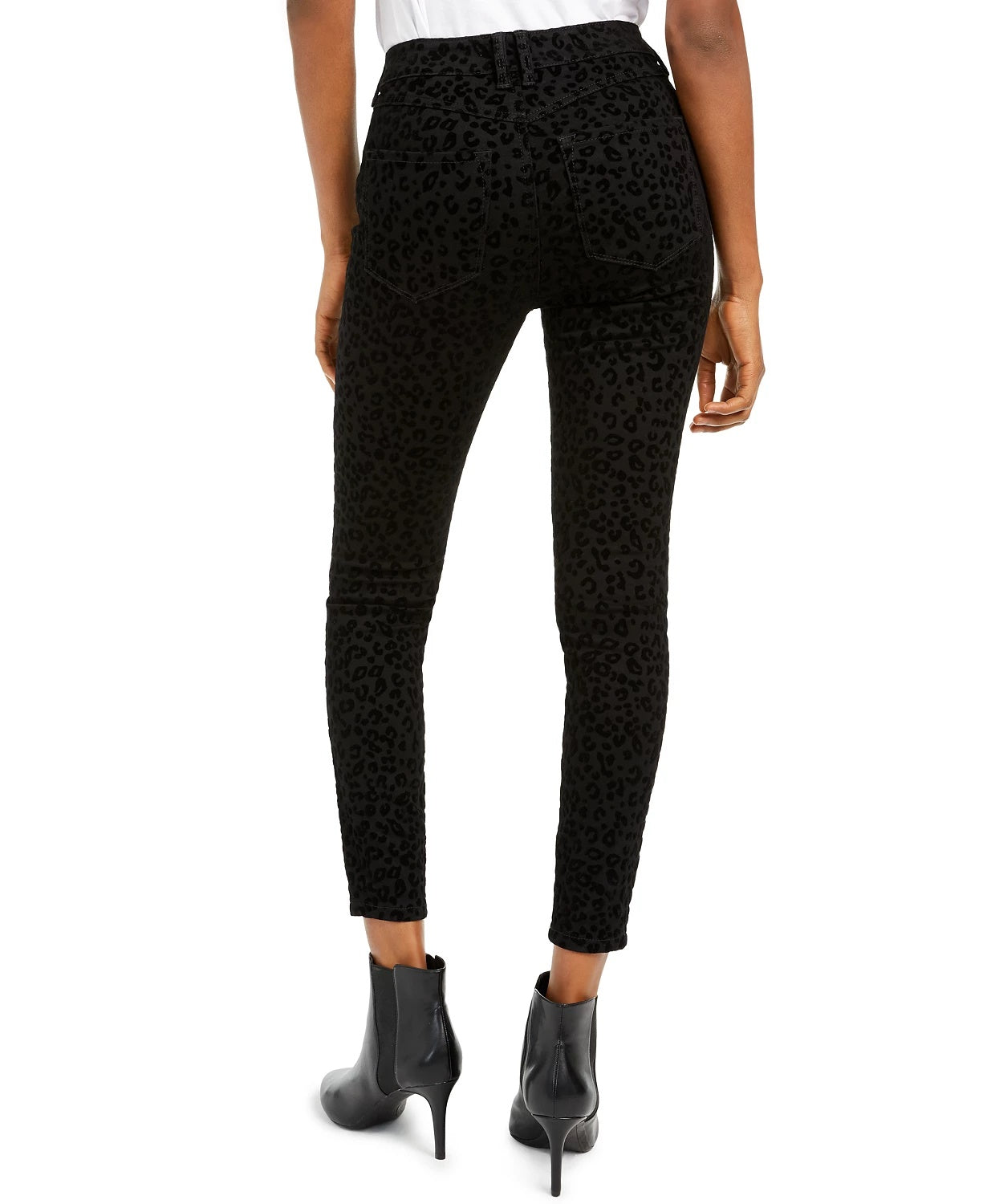 Calça Jeans Rewash Junior's Velvet Leopard Preta Tamanho 9