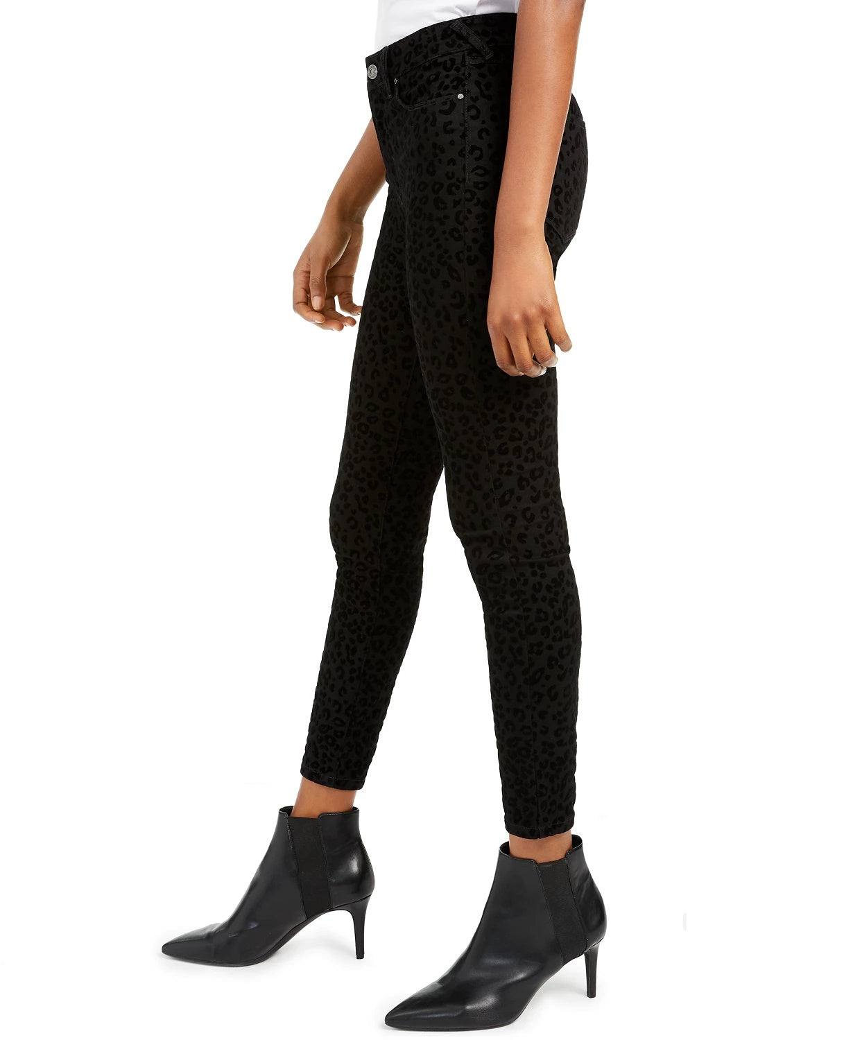 Calça Jeans Rewash Junior's Velvet Leopard Preta Tamanho 9