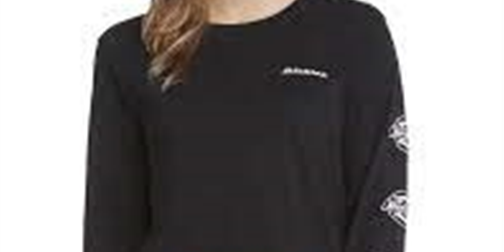 Camiseta Dickies Feminina Manga Longa Algodão com Detalhe de Logotipo Preto Tamanho XS