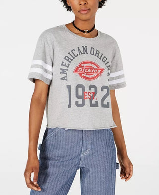 Camiseta feminina Dickies Cropped Graphic Varsity, cinza, tamanho pequeno