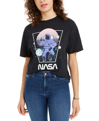 Camiseta infantil Love Tribe Cotton Nasa Graphic, preta, tamanho médio