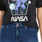Camiseta infantil Love Tribe Cotton Nasa Graphic, preta, tamanho médio