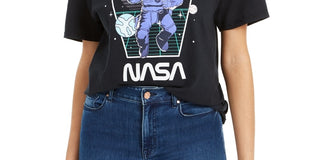 Camiseta infantil Love Tribe Cotton Nasa Graphic, preta, tamanho médio