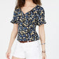 Blusa Peplum Estampada Hooked Up By Iot Juniors Tamanho Grande Marinho
