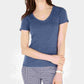 Camiseta feminina Tommy Hilfiger com decote em V, azul-marinho, tamanho extragrande
