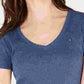 Camiseta feminina Tommy Hilfiger com decote em V, azul-marinho, tamanho extragrande