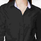 Camisa Tommy Hilfiger feminina de algodão com aba enrolada, tamanho P, azul-marinho