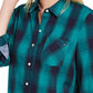 Camisa xadrez feminina Tommy Hilfiger com botões, verde, tamanho médio