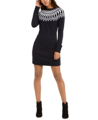 Vestido suéter feminino Tommy Hilfiger Fair Isle azul tamanho grande