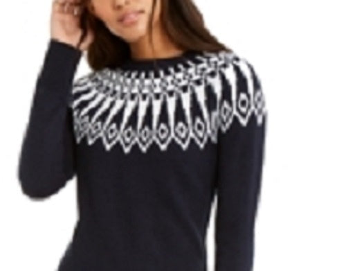 Vestido suéter feminino Tommy Hilfiger Fair Isle azul tamanho grande