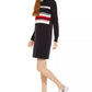 Vestido suéter feminino Tommy Hilfiger com zíper de um quarto, azul, tamanho X-G