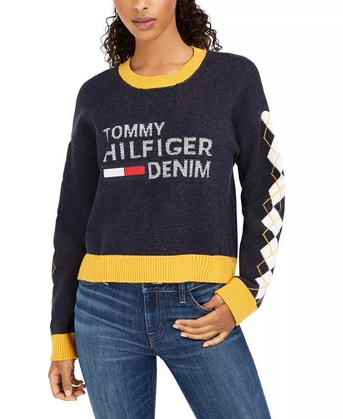 Suéter Tommy Hilfiger Feminino Jeans Argyle Azul Tamanho P