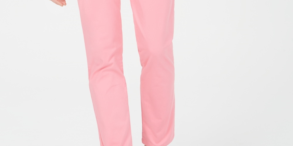 Calça reta feminina Tommy Hilfiger Hampton, rosa, tamanho 12