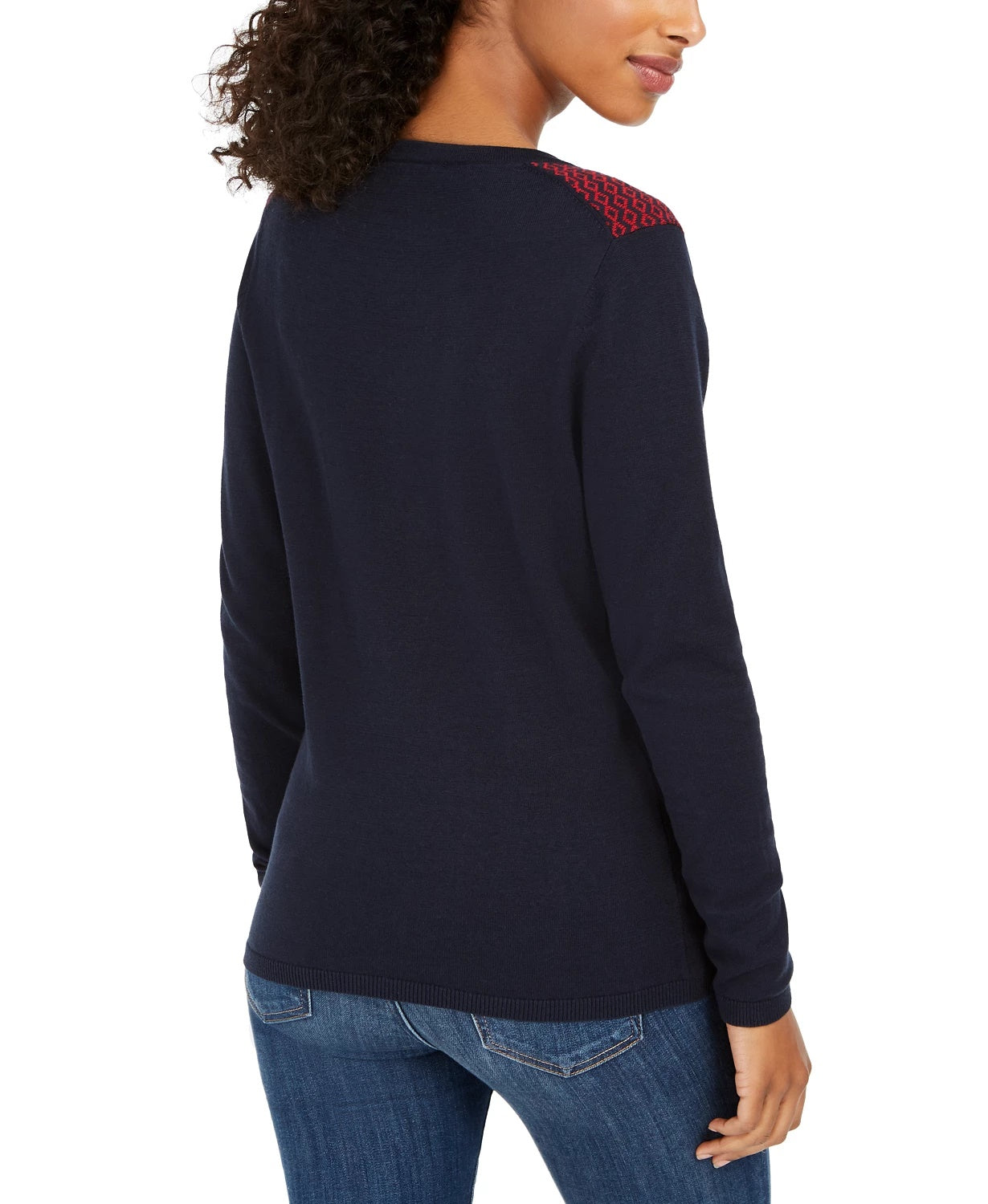 Suéter Tommy Hilfiger Fair Isle Ivy Cotton Feminino Azul Tamanho XX-G