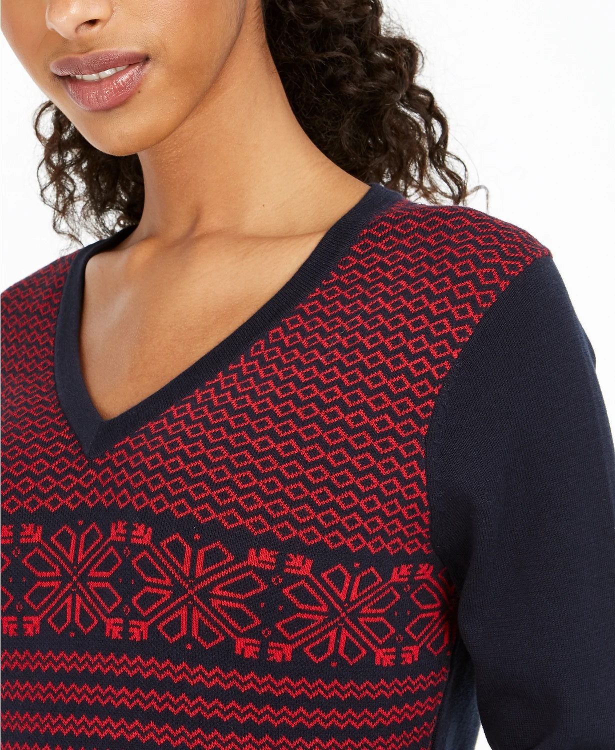 Suéter Tommy Hilfiger Fair Isle Ivy Cotton Feminino Azul Tamanho XX-G