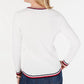 Suéter feminino Tommy Hilfiger de algodão com acabamento listrado Pointelle, azul, tamanho pequeno