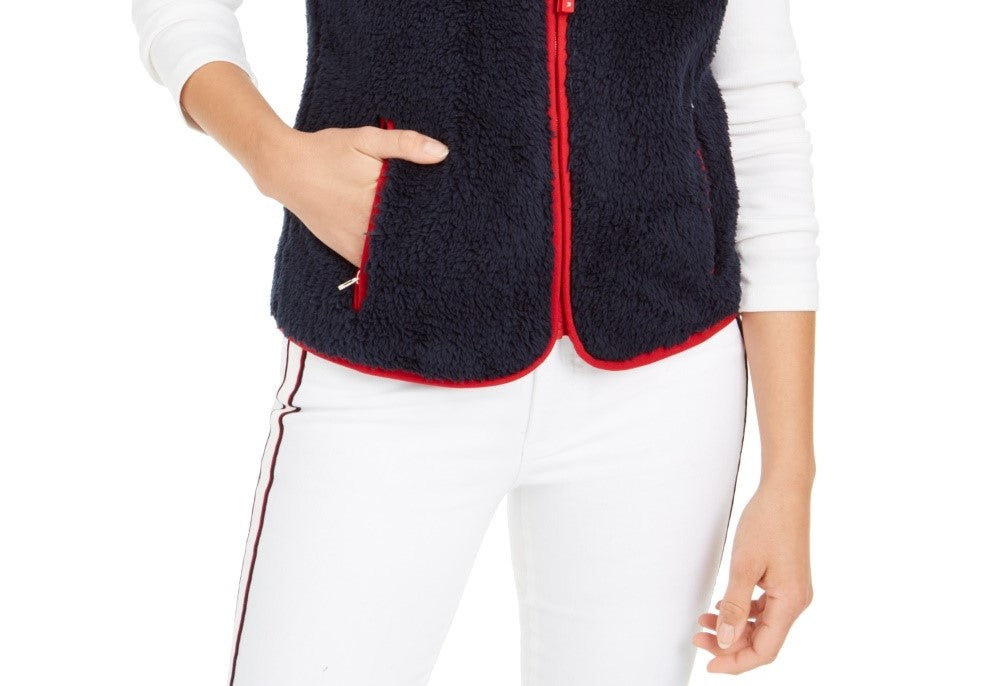 Colete feminino Tommy Hilfiger Sherpa azul marinho tamanho grande
