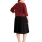 Vestido de festa feminino Jessica Howard com estampa e manga 3/4, decote joia, abaixo do joelho, ajuste flare, preto, tamanho 20W