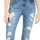 Calça jeans desgastada de dois botões Indigo Rein Junior, azul, tamanho 1