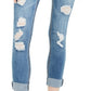 Calça jeans desgastada de dois botões Indigo Rein Junior, azul, tamanho 1