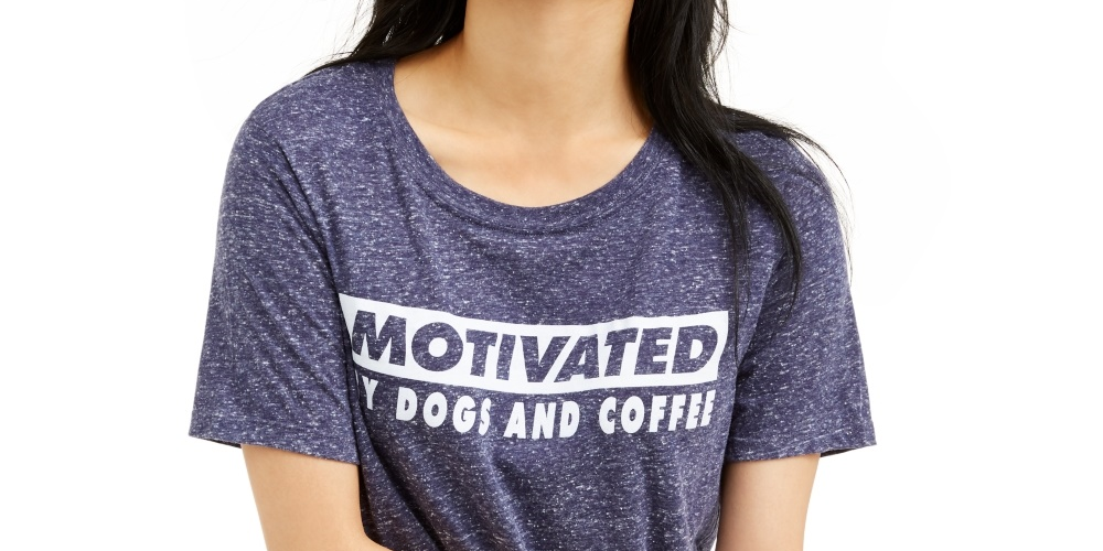 Camiseta estampada Love Tribe Junior Dogs &amp; Coffee, azul, tamanho X-S