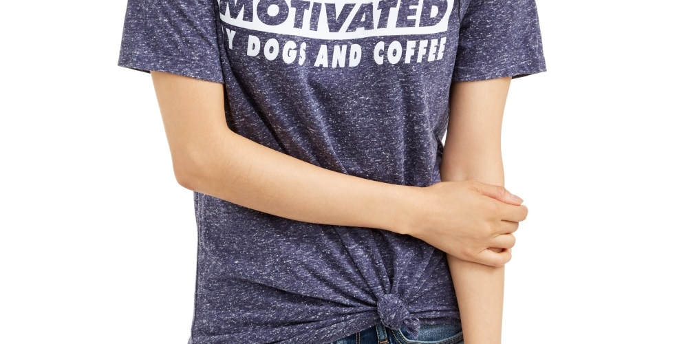 Camiseta estampada Love Tribe Junior Dogs &amp; Coffee, azul, tamanho X-S