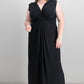 Vestido longo com nó e manga três quartos feminino plus size Love Squared, preto, tamanho 1X