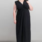Vestido longo com nó e manga três quartos feminino plus size Love Squared, preto, tamanho 1X