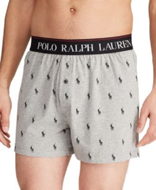 Boxers de malha Ralph Lauren masculinos, tamanho pequeno, na cor carvão