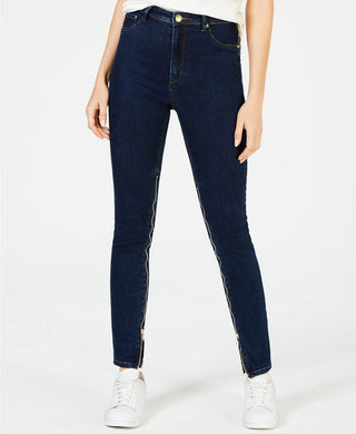 Calça jeans skinny feminina La La Anthony Power-Zip Stiletto cintura alta azul tamanho 6