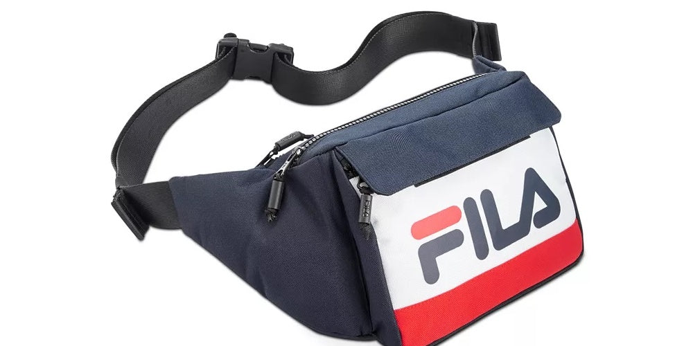 Bolsa de cintura Fila Lindon Logo Masculina Azul Marinho Tamanho Regular