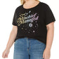 Camiseta feminina moderna e moderna com estampa gráfica Mischief Managed Plus Size, preta, tamanho 2X