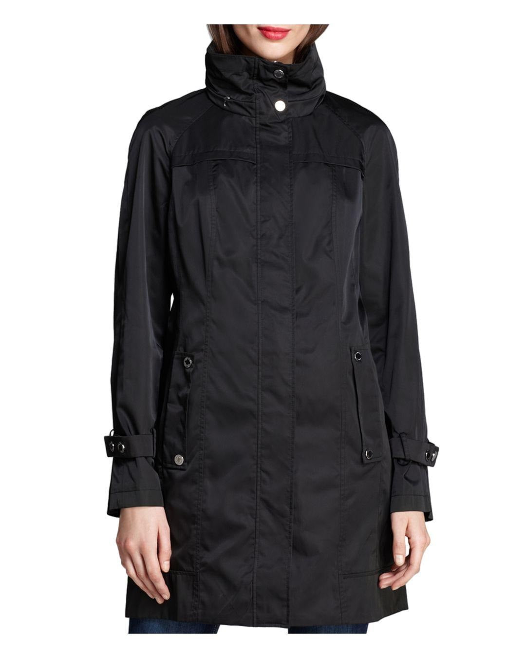 Calvin Klein Anorak feminino com capuz, dobrável, gola alta, resistente a rugas, preto, tamanho X-S